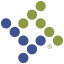Tyler logo in green and blue dots designed as T making a box shape.